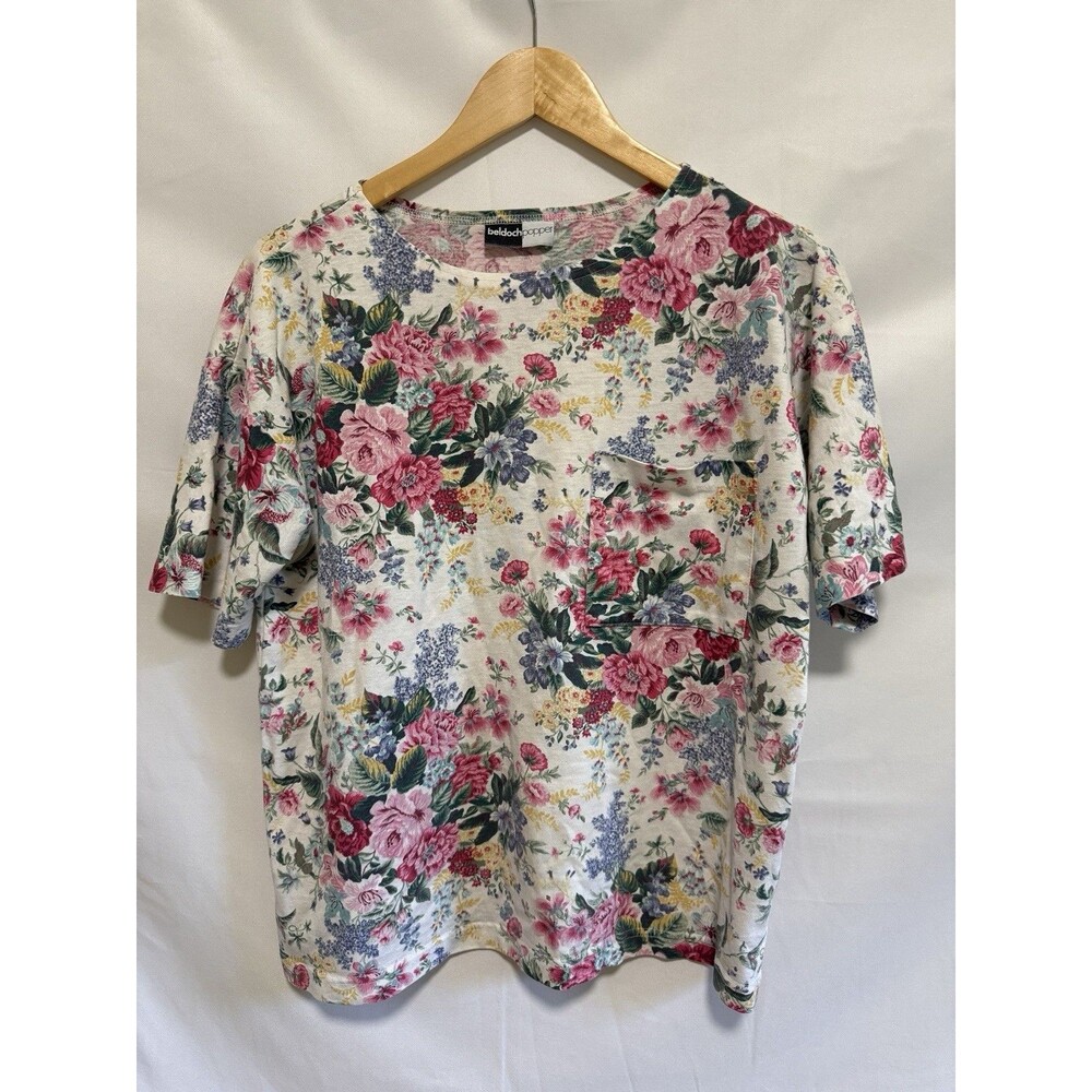 Vtg 80’s BELDOCH POPPER Boxy Cotton floral  Wild Flower LARGE cottagecore
